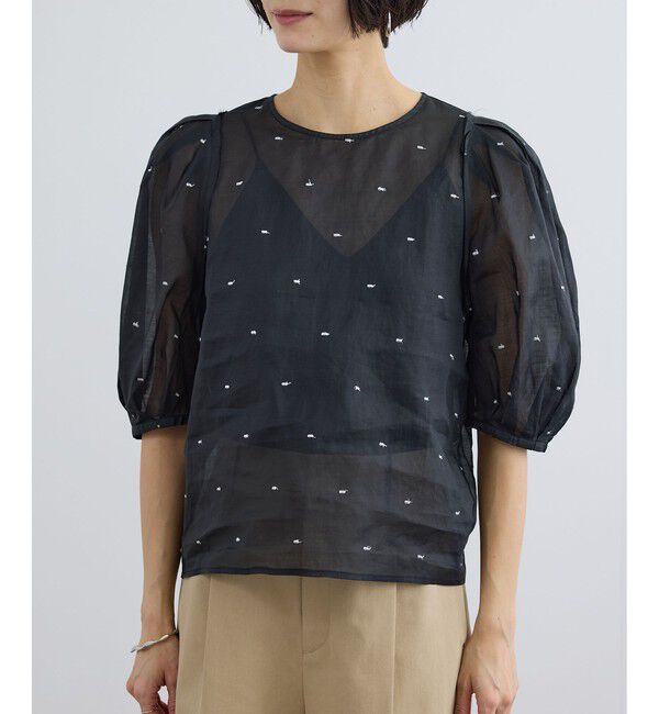 SALON adam et rope'「【WEB限定】ラメドットシアーボリュームスリーブブラウス / イージーケア」|シャツ・ブラウス|