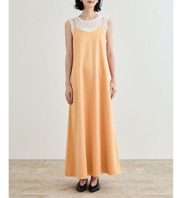 ROPE「【洗える】シャイニーサテンキャミワンピース」|ドレス|