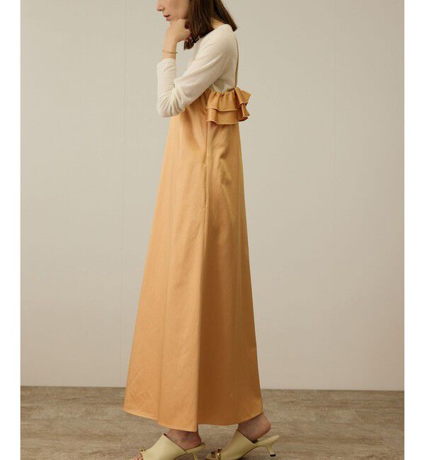 ROPE「【洗える】シャイニーサテンキャミワンピース」|ドレス|