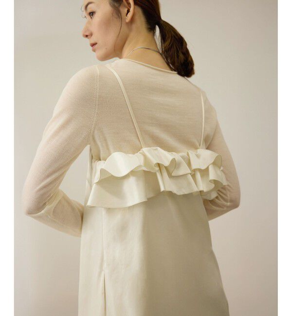 ROPE「【洗える】シャイニーサテンキャミワンピース」|ドレス|