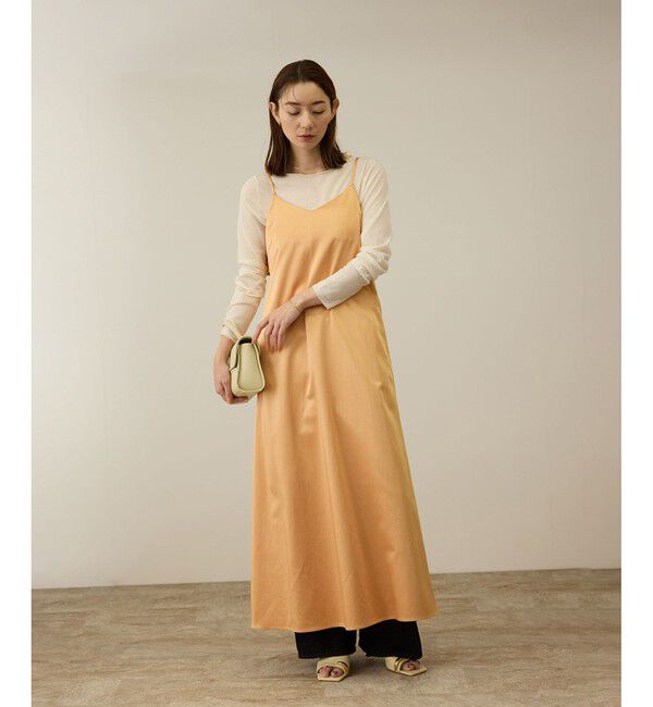 ROPE「【洗える】シャイニーサテンキャミワンピース」|ドレス|