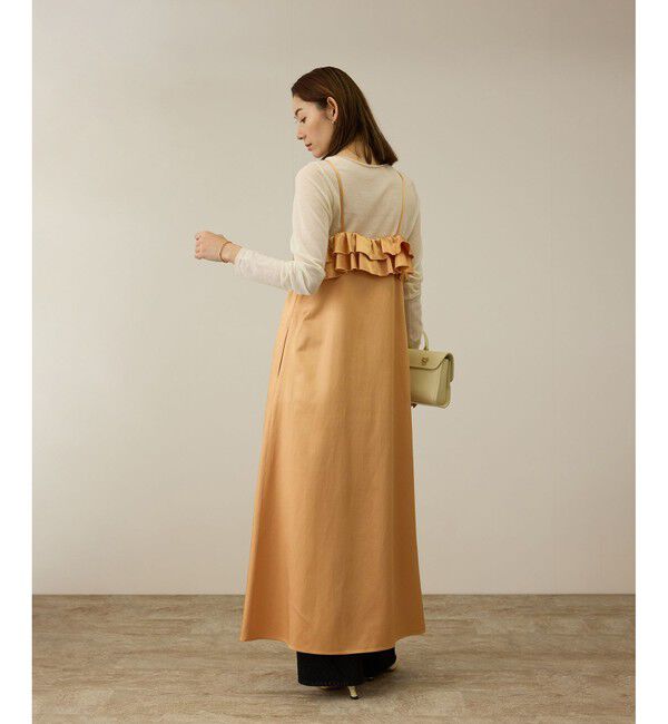 ROPE「【洗える】シャイニーサテンキャミワンピース」|ドレス|