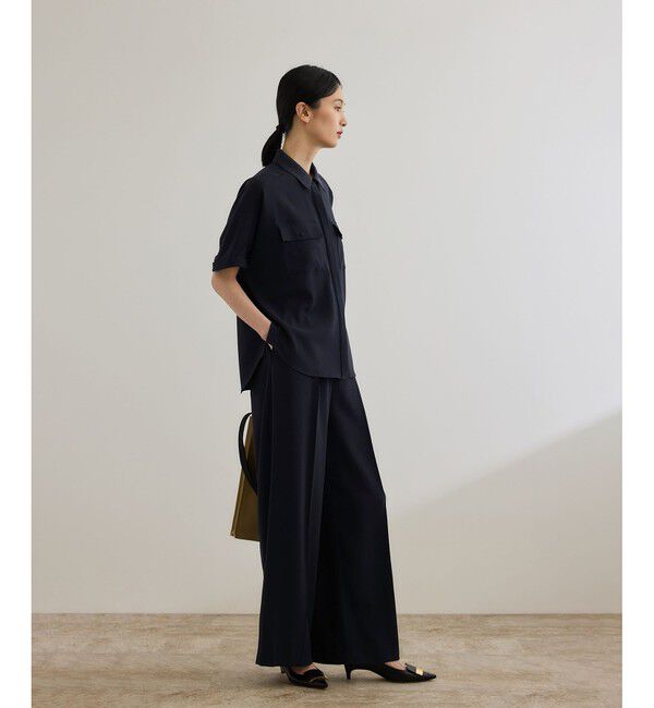 ROPE「【洗える・カセット服】バックサテン ドルマンブラウス/お仕事・通勤・セットアップ対応」|シャツ・ブラウス|