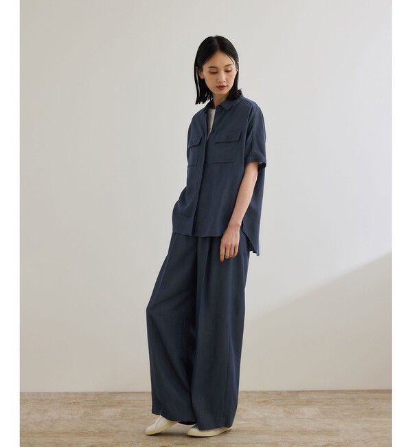 ROPE「【洗える・カセット服】バックサテン ドルマンブラウス/お仕事・通勤・セットアップ対応」|シャツ・ブラウス|