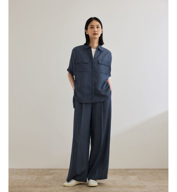 ROPE「【洗える・カセット服】バックサテン ドルマンブラウス/お仕事・通勤・セットアップ対応」|シャツ・ブラウス|