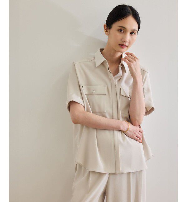 ROPE「【洗える・カセット服】バックサテン ドルマンブラウス/お仕事・通勤・セットアップ対応」|シャツ・ブラウス|