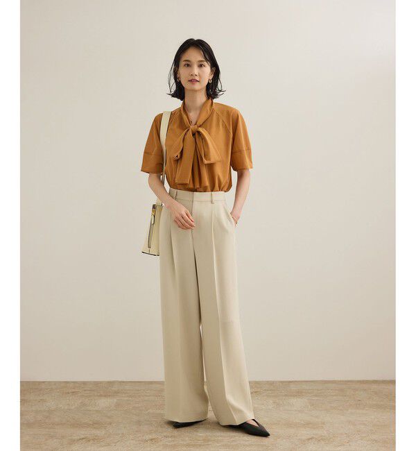 ROPE「[美人パンツ]ダブルクロスワイドパンツ/イージーケア」|チノ|