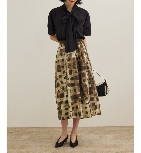 ROPE「スクエア ジオメトリックプリントスカート/イージーケア」|スカート|