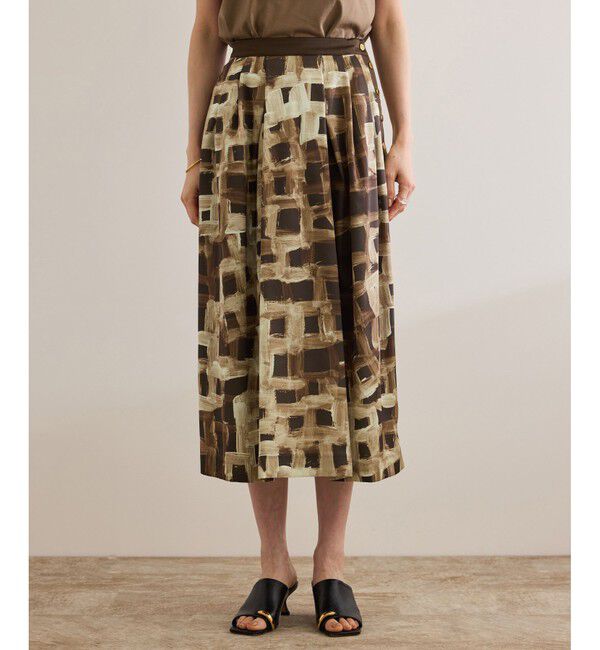 ROPE「スクエア ジオメトリックプリントスカート/イージーケア」|スカート|