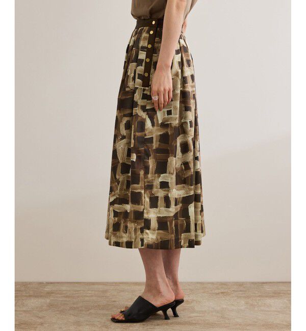 ROPE「スクエア ジオメトリックプリントスカート/イージーケア」|スカート|