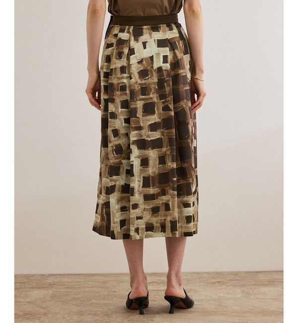 ROPE「スクエア ジオメトリックプリントスカート/イージーケア」|スカート|