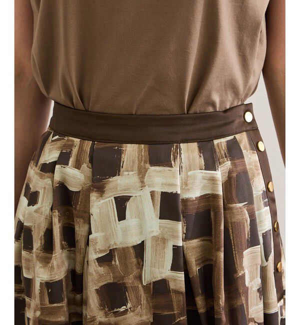 ROPE「スクエア ジオメトリックプリントスカート/イージーケア」|スカート|