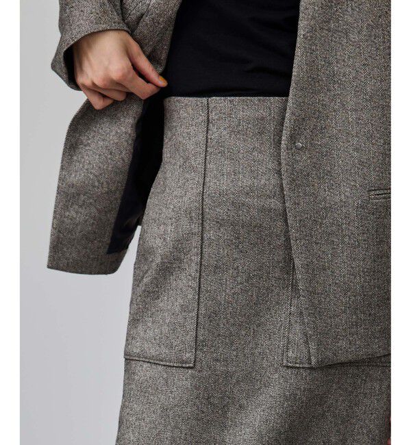 ROPE「[美人スカート]ウールレーヨンポケット付きタイトスカート(ヘリンボーン/グレンチェック)/セットアップ対応」|スカート|