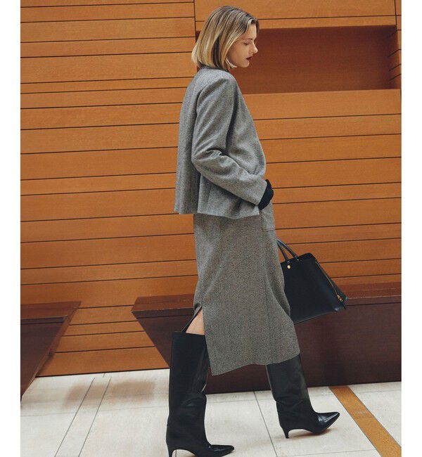 ROPE「[美人スカート]ウールレーヨンポケット付きタイトスカート(ヘリンボーン/グレンチェック)/セットアップ対応」|スカート|