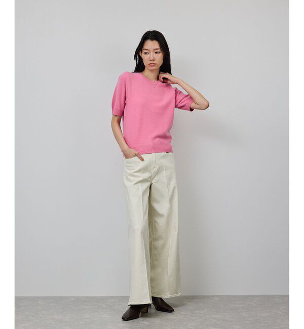 ROPE「ウールカシミヤブレンド 5分袖ニットプルオーバー/イージーケア」|ニット・セーター|