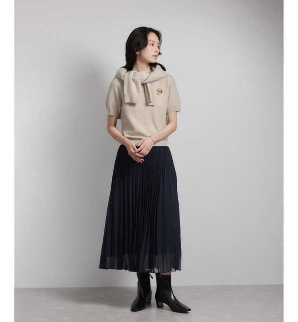 ROPE「ウールカシミヤブレンド 5分袖ニットプルオーバー/イージーケア」|ニット・セーター|