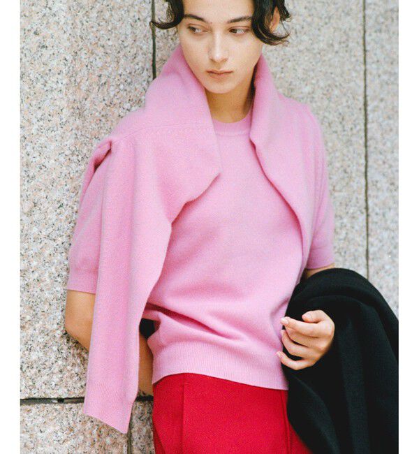 ROPE「ウールカシミヤブレンド 5分袖ニットプルオーバー/イージーケア」|ニット・セーター|