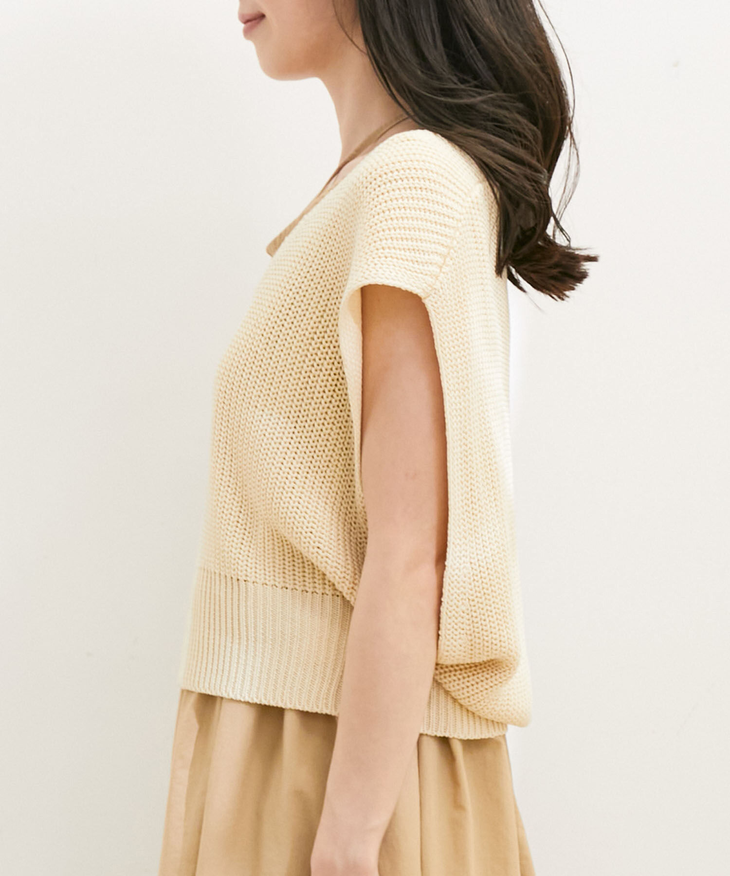 VIS「【選べる着丈・マルチWAY】ニットベスト付きワンピース【洗える】」|ワンピース|