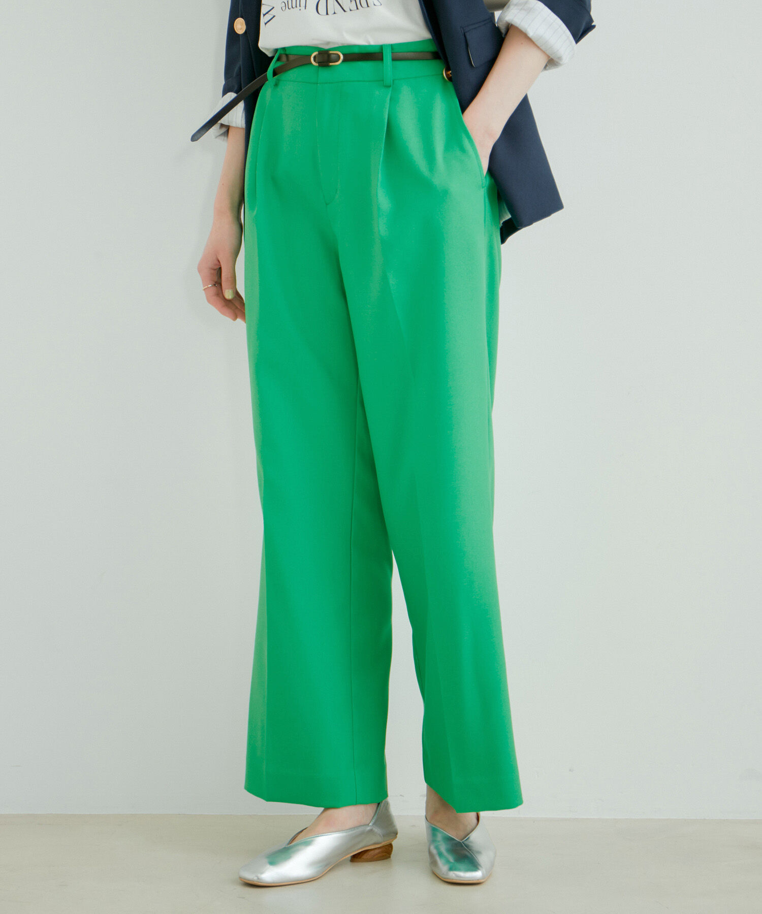 VIS「美HITワンタックストレートパンツ【洗える】」|スラックス|