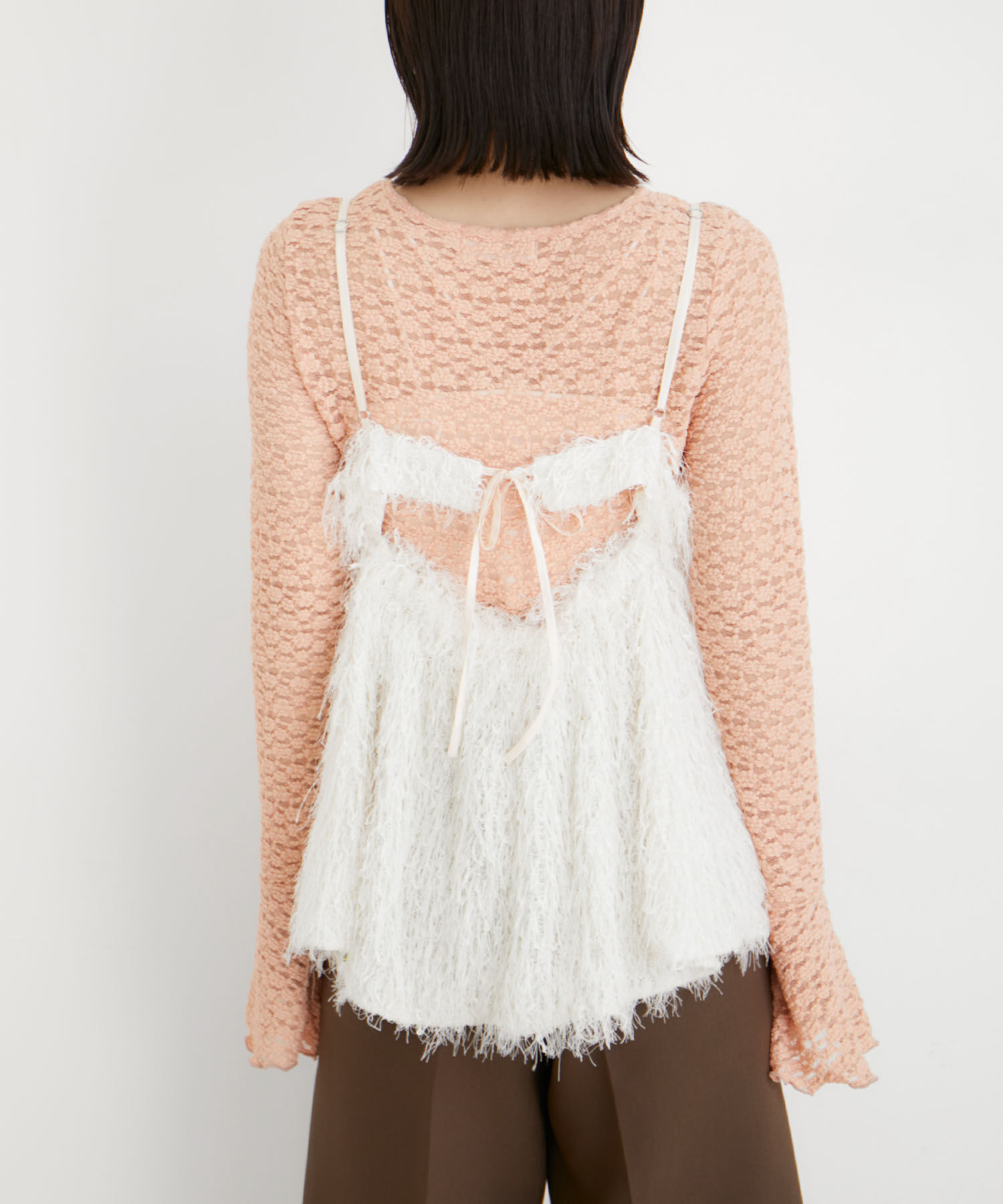 VIS「【洗える】フリンジフレアキャミブラウス」|シャツ・ブラウス|