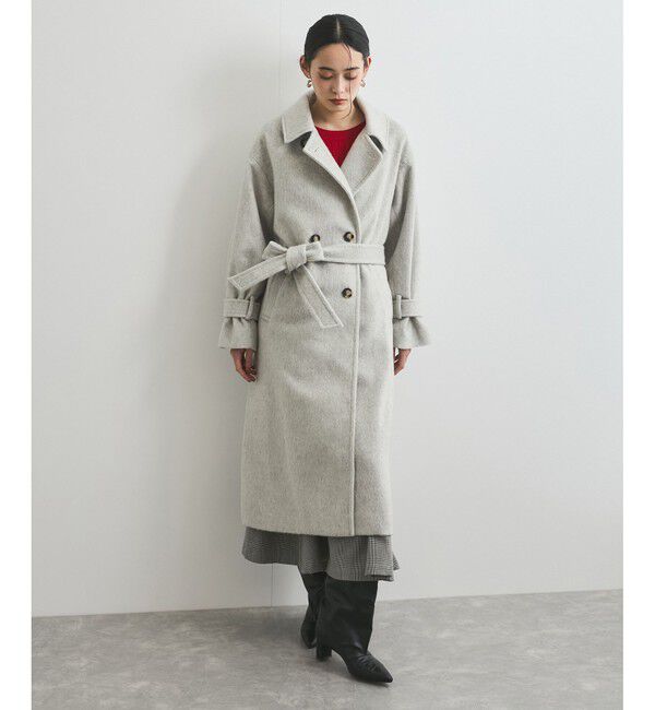 VIS「【2WAY】シャギーロングコート」|ステンカラーコート|