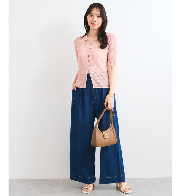 VIS「半袖サマーニットポロカーディガン」|ニット・セーター|