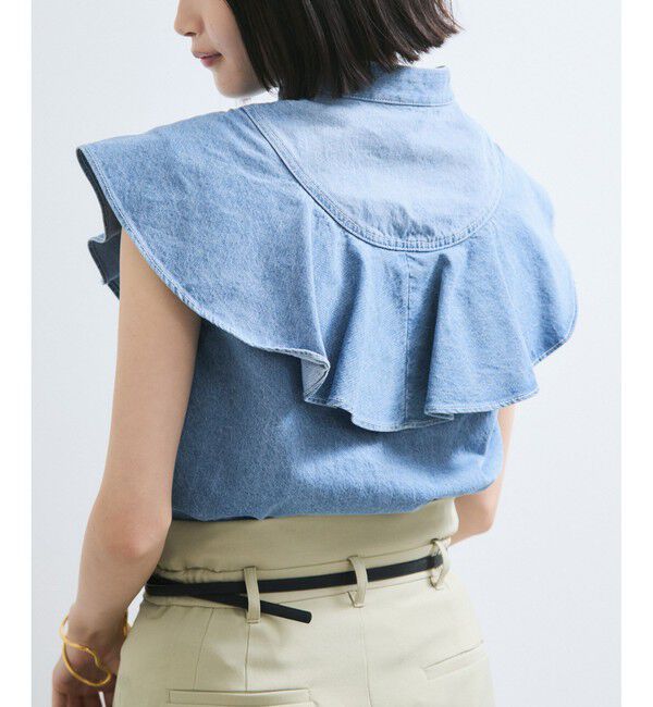 VIS「【UVケア/洗える】ラッフルデザインデニムブラウス」|シャツ・ブラウス|