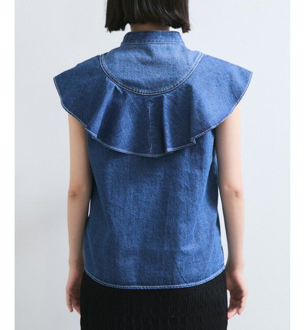 VIS「【UVケア/洗える】ラッフルデザインデニムブラウス」|シャツ・ブラウス|