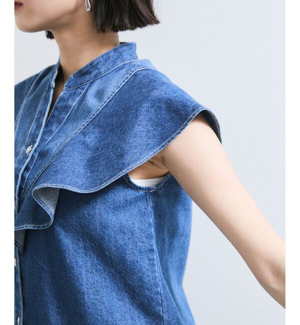 VIS「【UVケア/洗える】ラッフルデザインデニムブラウス」|シャツ・ブラウス|