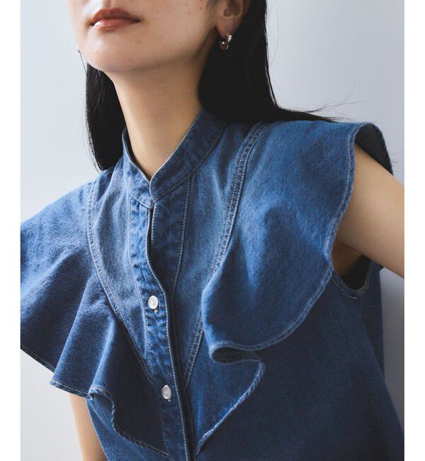 VIS「【UVケア/洗える】ラッフルデザインデニムブラウス」|シャツ・ブラウス|