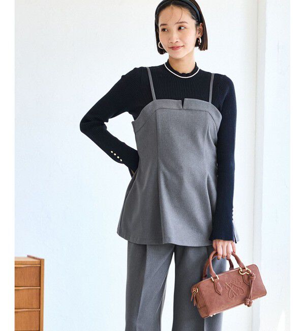 VIS「【美easy】ウーリッシュチュニック丈ビスチェ【セットアップ対応/洗える】」|キャミソール|グレー(07)