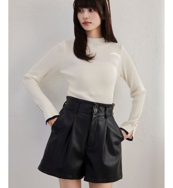 VIS「スリーブ釦アクセントリブニット/静電気防止」|ニット・セーター|