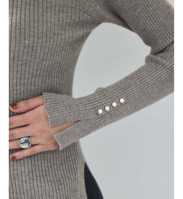 VIS「スリーブ釦アクセントリブニット/静電気防止」|ニット・セーター|