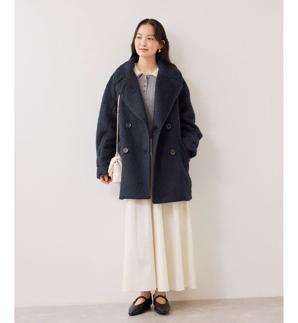 VIS「【WEB限定】シャギーミディ丈Pコート」|ピーコート|