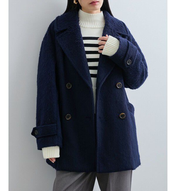 VIS「【WEB限定】シャギーミディ丈Pコート」|ピーコート|