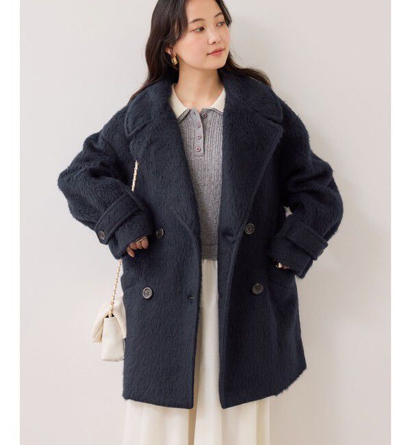 VIS「【WEB限定】シャギーミディ丈Pコート」|ピーコート|