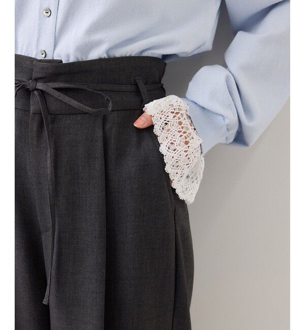 VIS「サマーツイードリボンベルトパンツ/UVケア・イージーケア」|チノ|