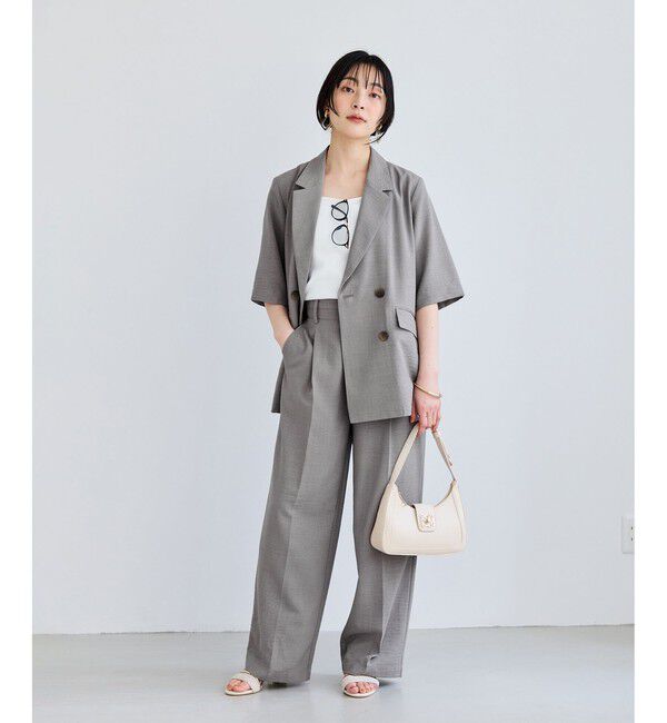 VIS「美easyリネンライクワイドパンツ/イージーケア・接触冷感・セットアップ対応」|チノ|