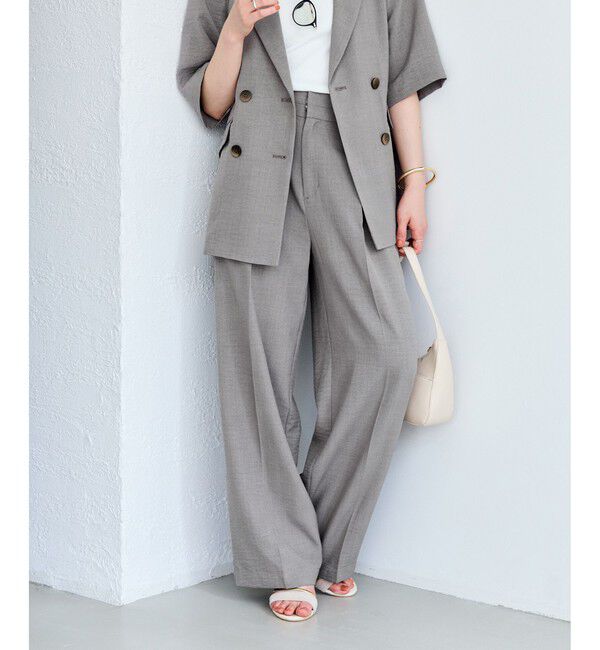 VIS「美easyリネンライクワイドパンツ/イージーケア・接触冷感・セットアップ対応」|チノ|