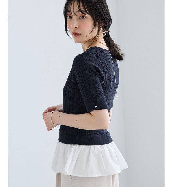 VIS「レイヤードケーブルハーフスリーブニット」|ニット・セーター|