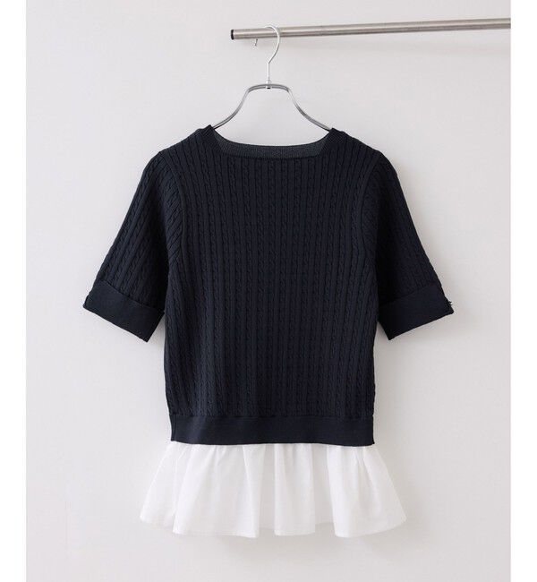 VIS「レイヤードケーブルハーフスリーブニット」|ニット・セーター|