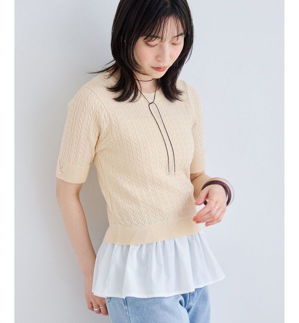 VIS「レイヤードケーブルハーフスリーブニット」|ニット・セーター|