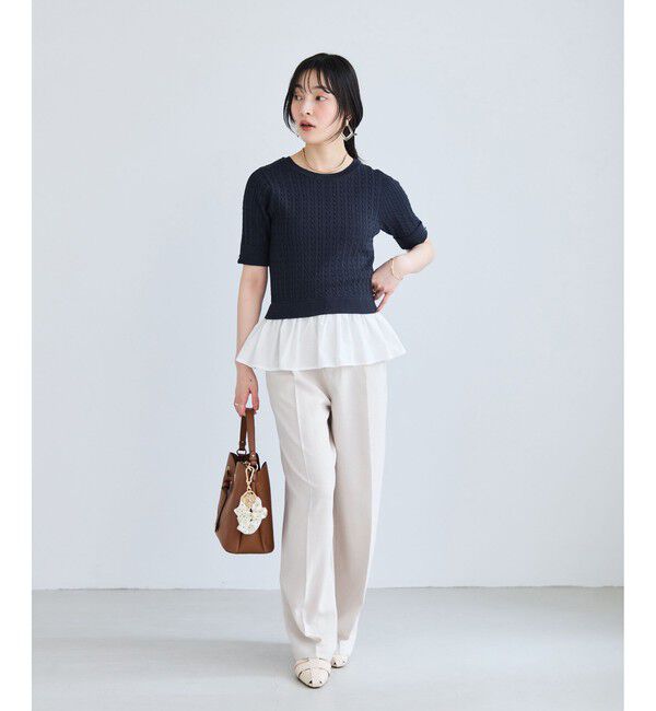 VIS「レイヤードケーブルハーフスリーブニット」|ニット・セーター|