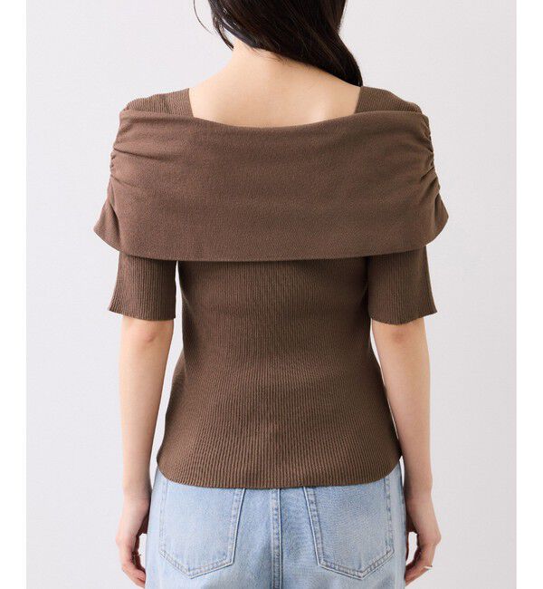 VIS「サイドギャザーオフショル5分袖ニット/イージーケア」|ニット・セーター|