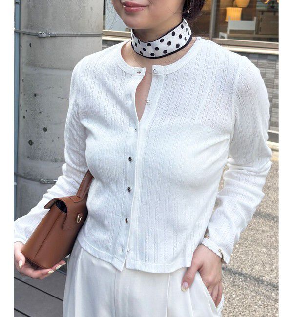 VIS「パターンメッシュカーディガン」|カーディガン|ホワイト(10)