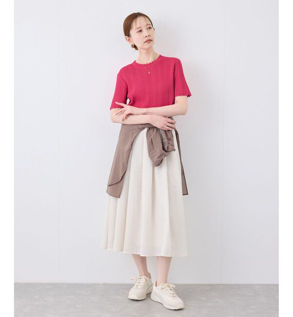 Rope&rsquo;Picnic「【UVカット・イージーケア・マシンウォッシャブル】八方映えニット スカラップニットプルオーバー」|ニット・セーター|