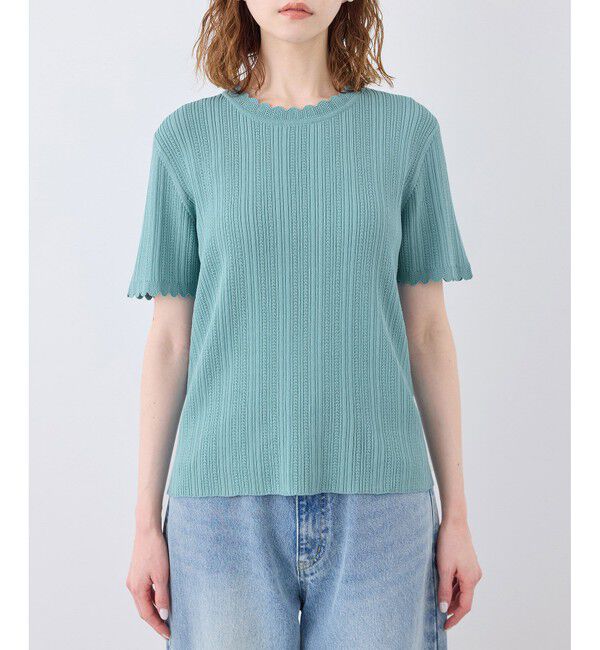 Rope&rsquo;Picnic「【UVカット・イージーケア・マシンウォッシャブル】八方映えニット スカラップニットプルオーバー」|ニット・セーター|