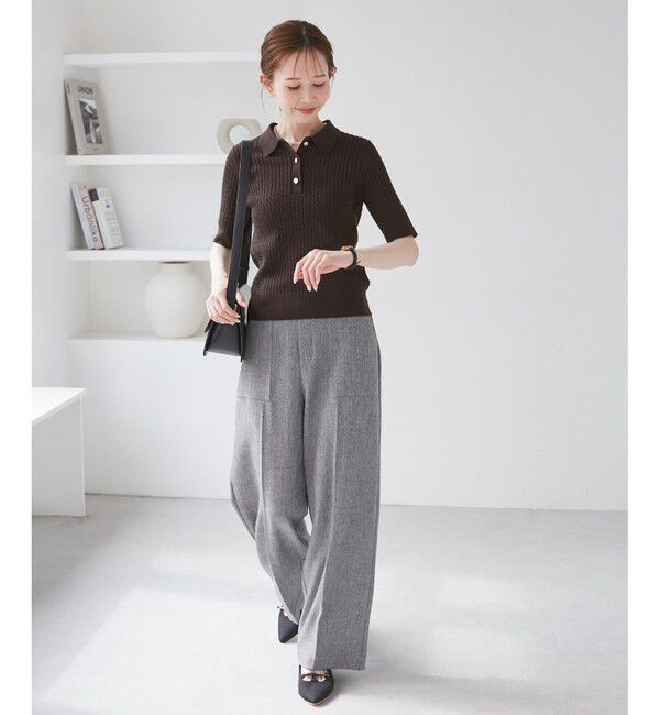 Rope&rsquo;Picnic「ミニケーブルハーフスリーブニットポロシャツ」|ポロシャツ|