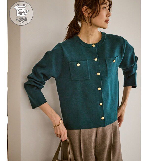 Rope&rsquo;Picnic「ミラノリブ金ボタンニットカーディガン」|カーディガン|グリーン(30)