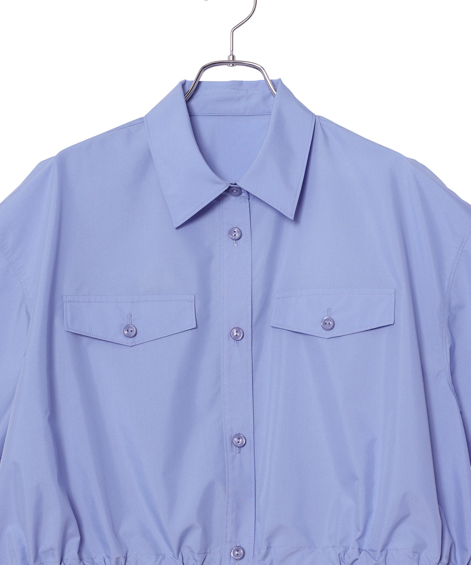 ADAM ET ROPE'「【サステナブル】クロップドギャザリングシャツ」|シャツ・ブラウス|